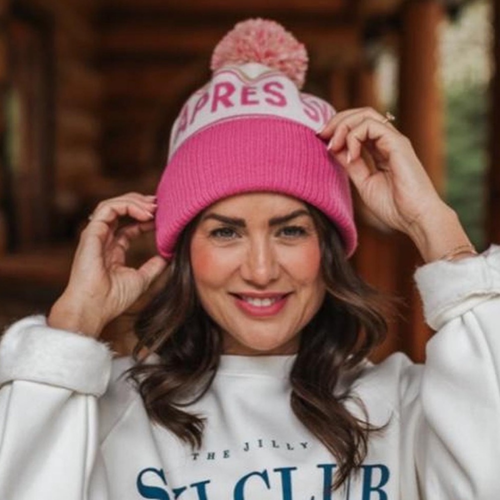 Little Buck Après Ski Pink and White Beanie - Picture 5 of 6
